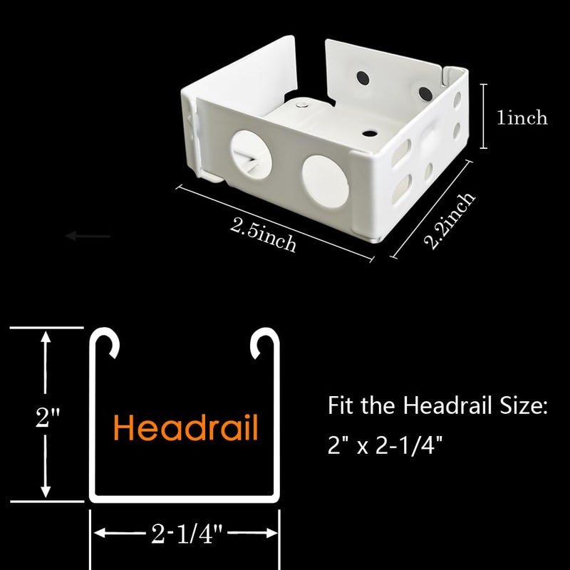 lofrcin 2PCS Mini Blind Brackets, Metal Window Blind Brackets, 2 inch White Window Blinds Headrail Holder Bracket for High Profile Blinds - Image 2